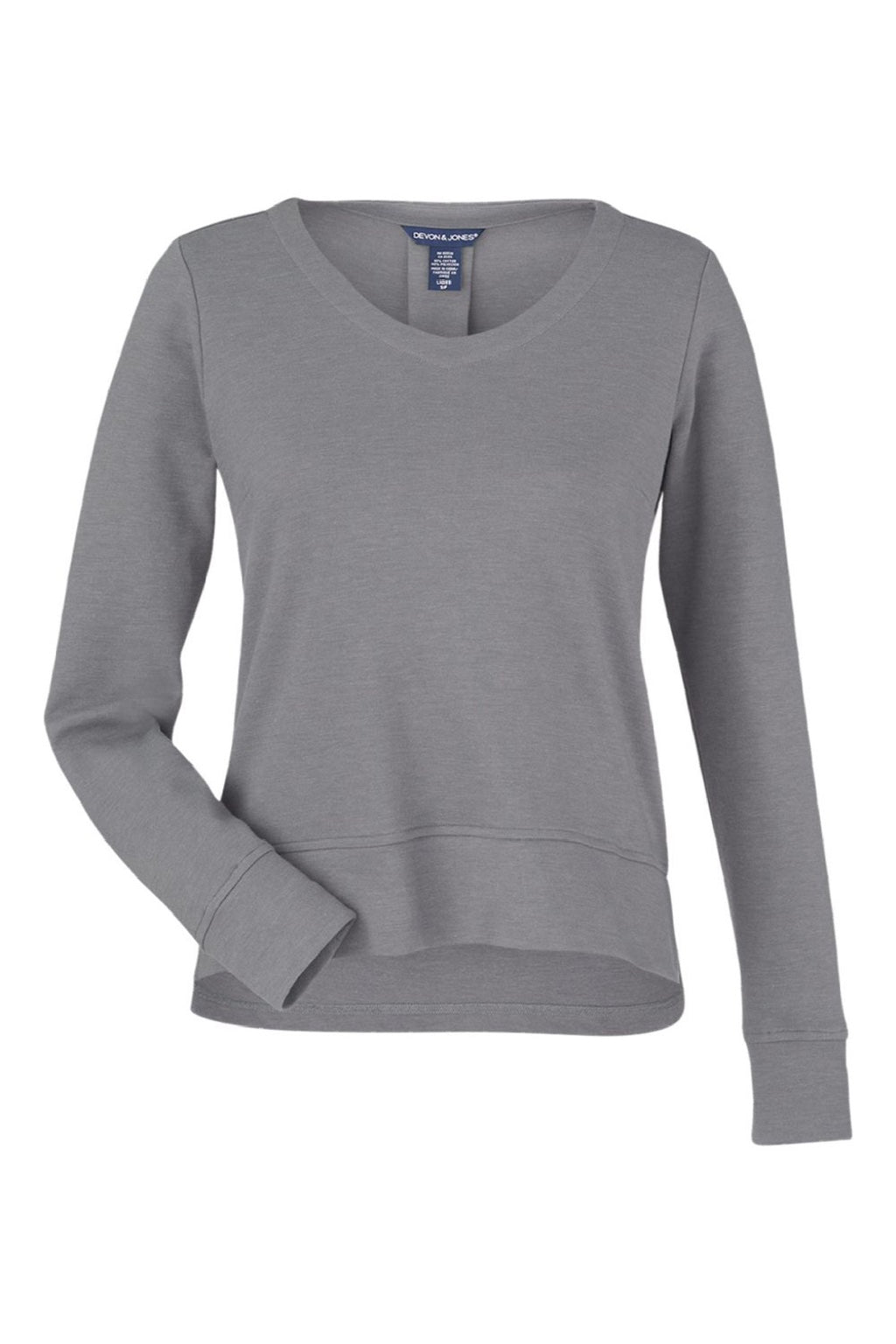 Devon & Jones DG482W Womens Charleston V-Neck Sweatshirt Graphite Grey Melange Flat Front