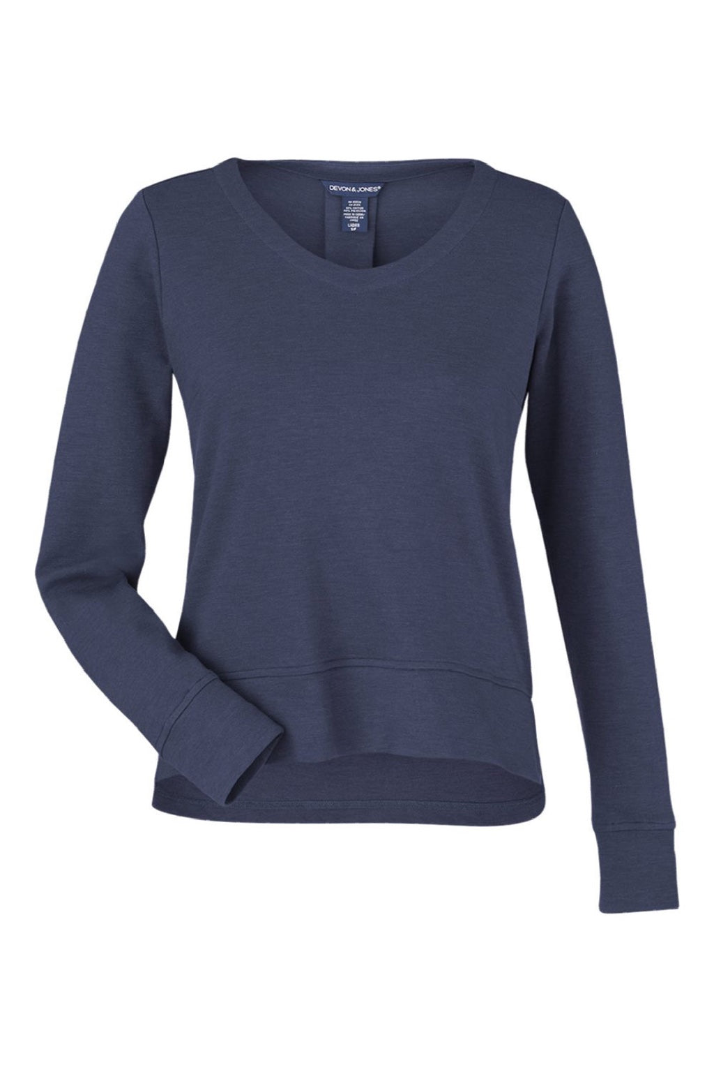 Devon & Jones DG482W Womens Charleston V-Neck Sweatshirt Navy Blue Melange Flat Front