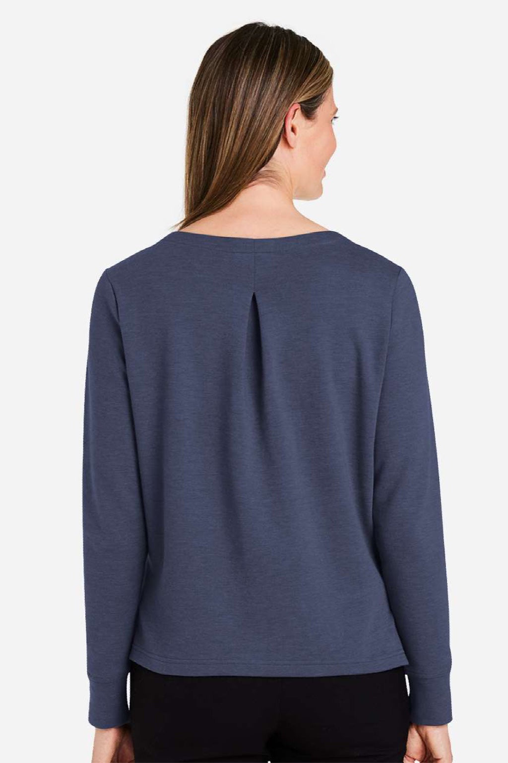 Devon & Jones DG482W Womens Charleston V-Neck Sweatshirt Navy Blue Melange Model Back