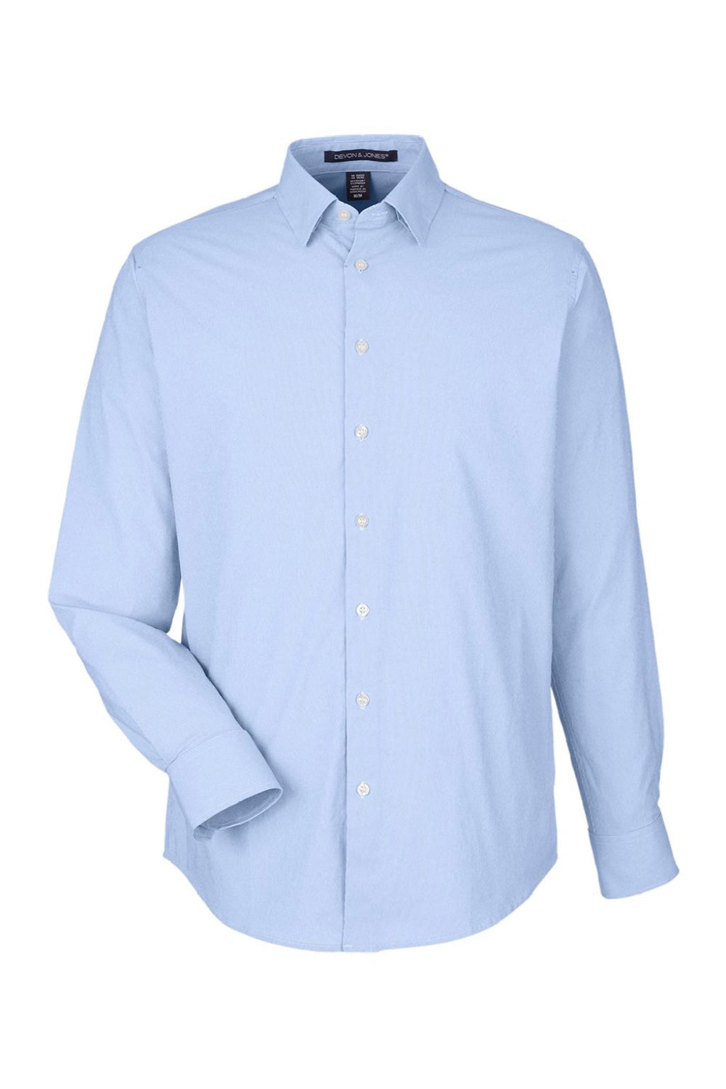 Devon & Jones DG537 Mens CrownLux Performance Microstripe Long Sleeve Button Down Shirt French Blue/White Flat Front