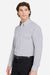Devon & Jones DG537 Mens CrownLux Performance Microstripe Long Sleeve Button Down Shirt Graphite Grey/White Model Side