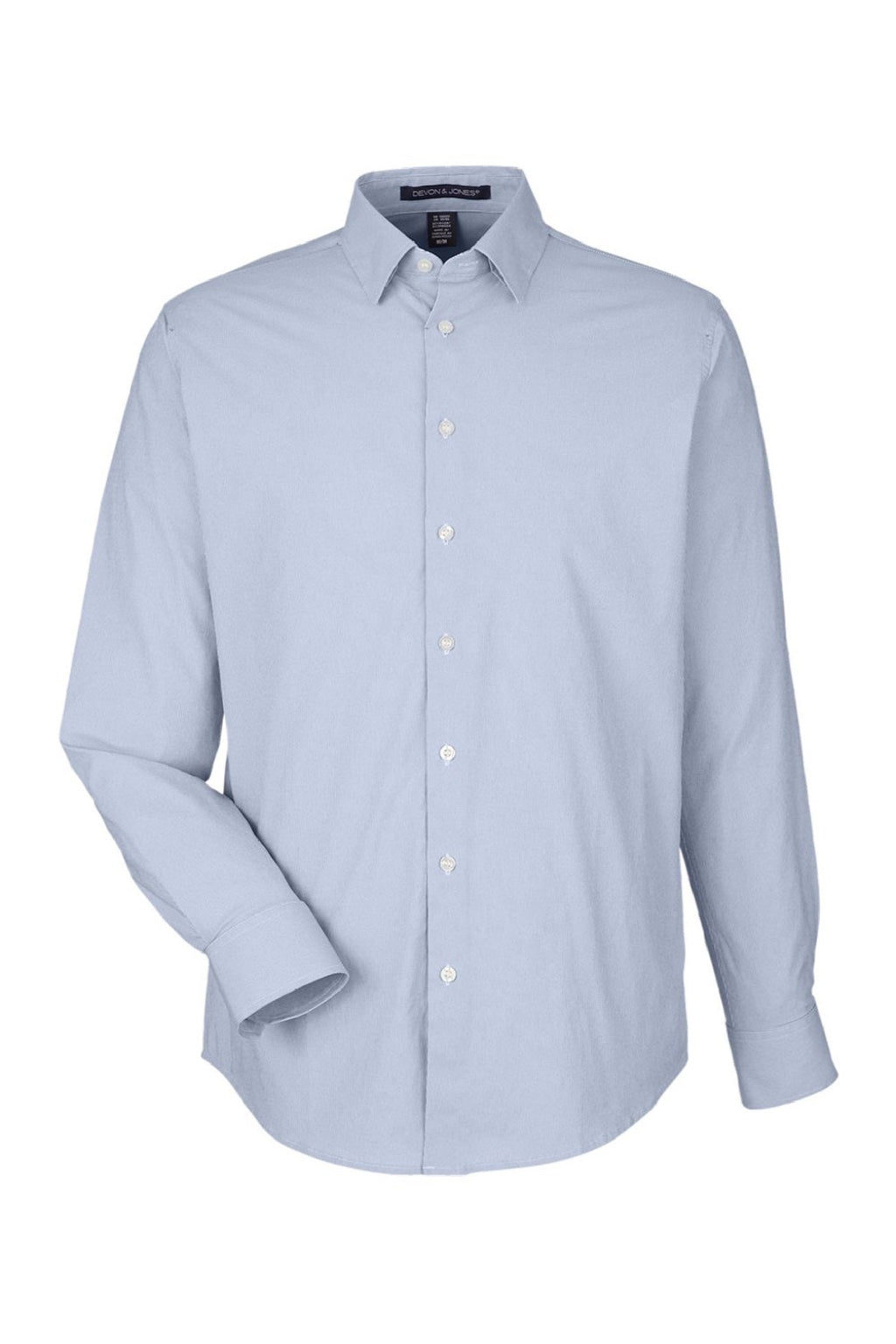 Devon & Jones DG537 Mens CrownLux Performance Microstripe Long Sleeve Button Down Shirt Navy Blue/White Flat Front