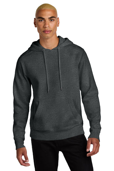 District DT1101 Mens Perfect Weight Fleece Hooded Sweatshirt Hoodie w/ Pouch Pocket Heather Charcoal Grey Model Front