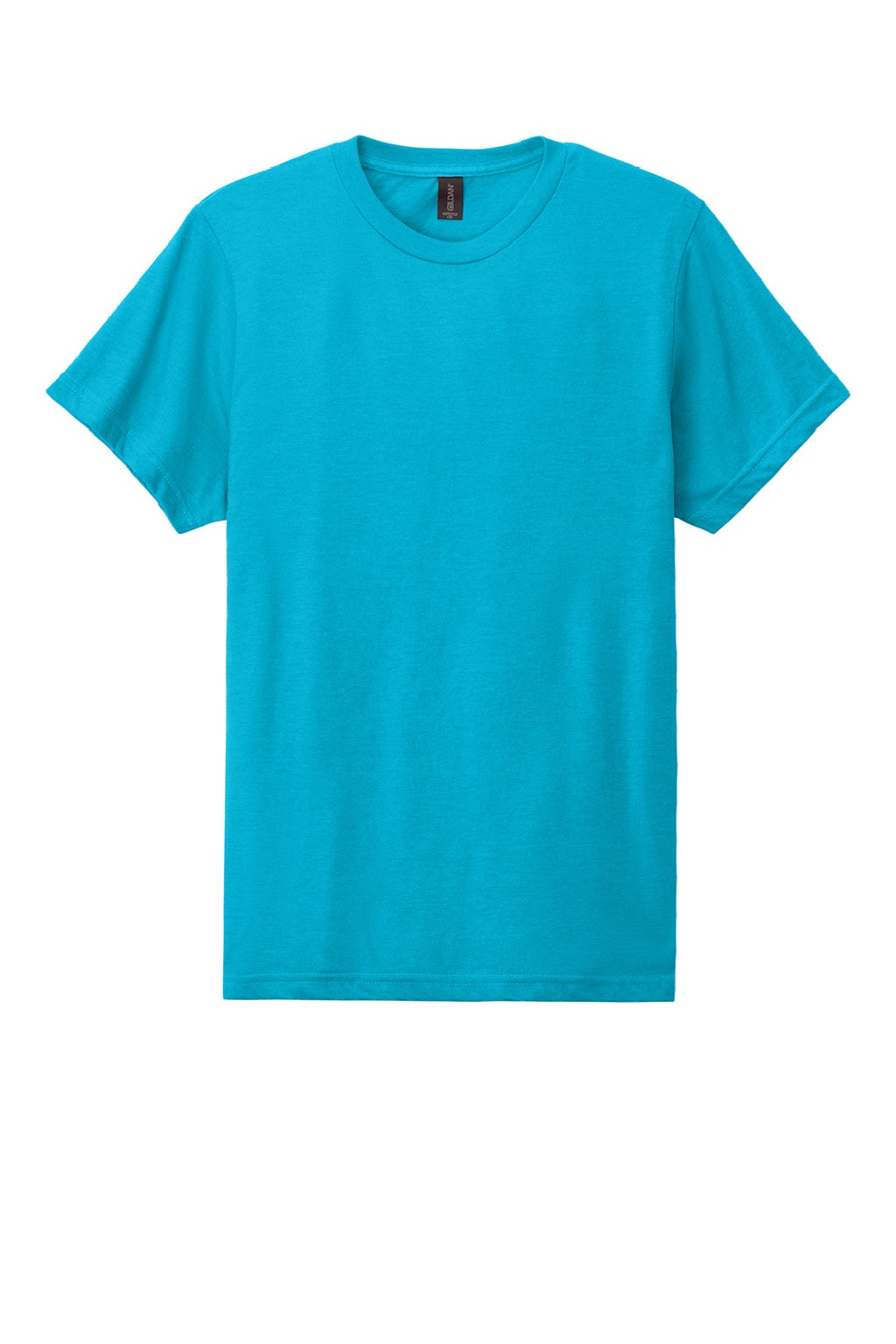 Gildan 64000CVC Mens Softstyle CVC Short Sleeve Crewneck T-Shirt Caribbean Blue Mist Flat Front