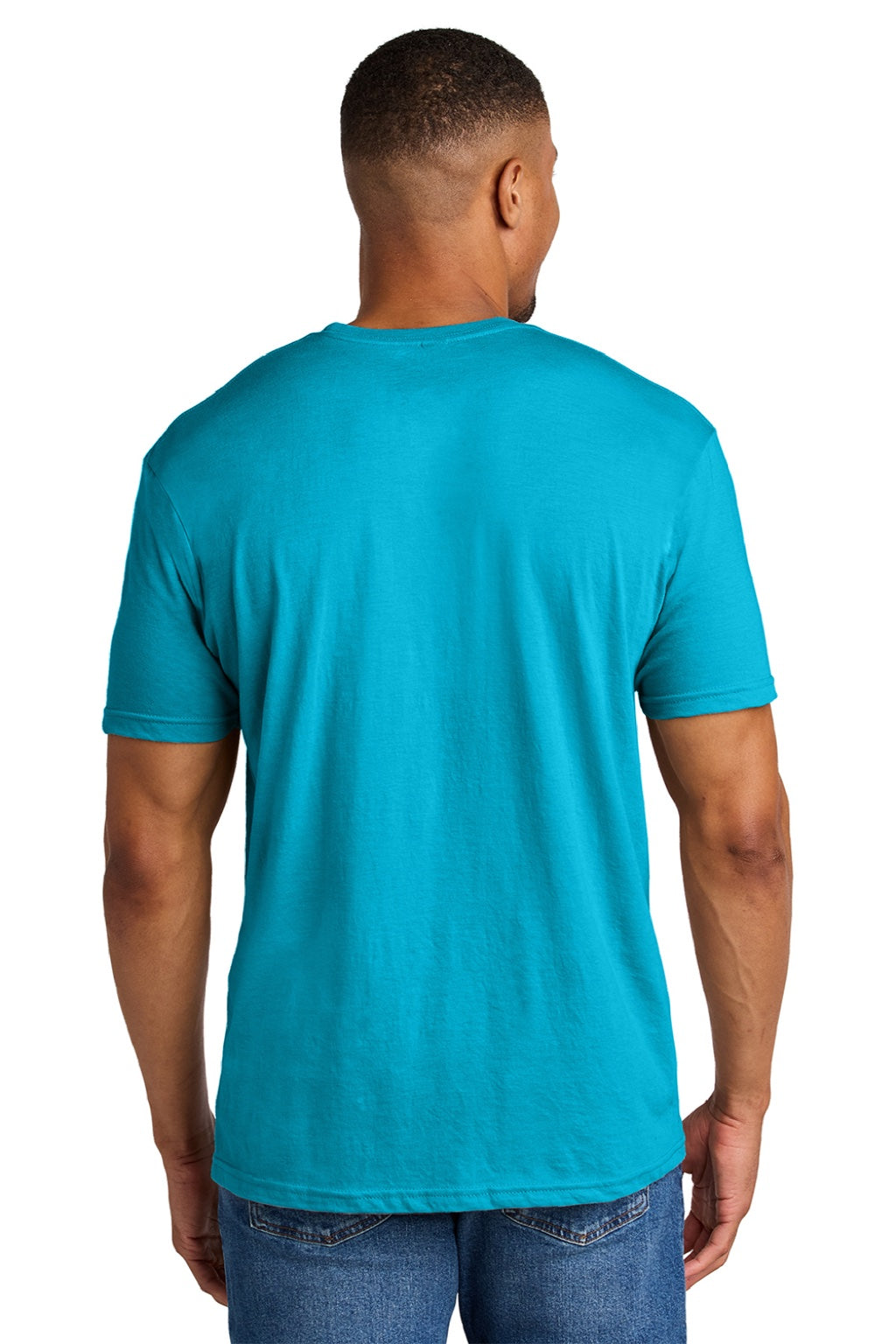 Gildan 64000CVC Mens Softstyle CVC Short Sleeve Crewneck T-Shirt Caribbean Blue Mist Model Back