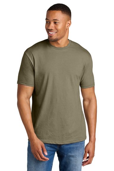 Gildan 64000CVC Mens Softstyle CVC Short Sleeve Crewneck T-Shirt Dune Mist Model Front