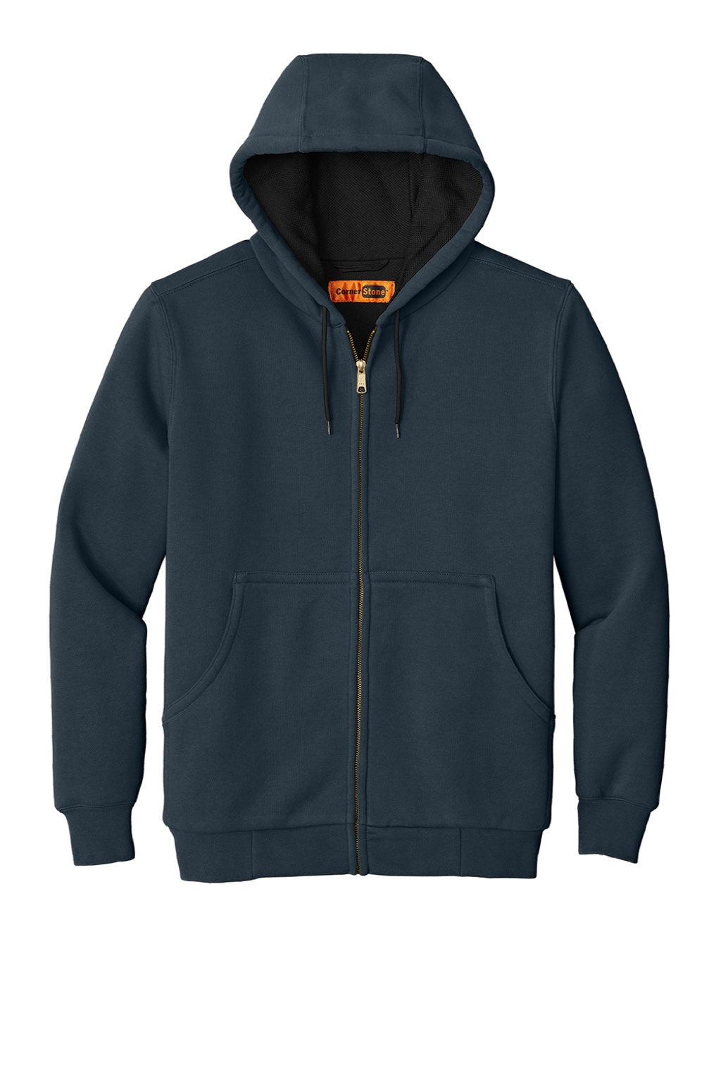 CornerStone CS620 Mens Full Zip Hooded Sweatshirt Hoodie w/ Pockets Navy Blue Flat Front
