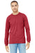 Bella + Canvas BC3501CVC/3501CVC Mens CVC Long Sleeve Crewneck T-Shirt Heather Red Model Front