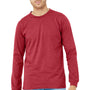 Bella + Canvas Mens CVC Long Sleeve Crewneck T-Shirt - Heather Red - NEW