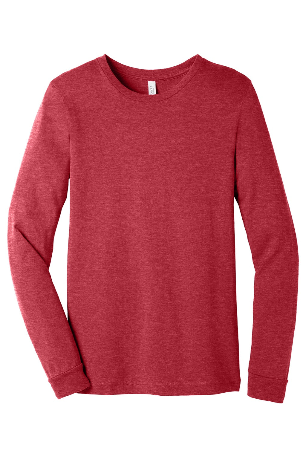 Bella + Canvas BC3501CVC/3501CVC Mens CVC Long Sleeve Crewneck T-Shirt Heather Red Flat Front