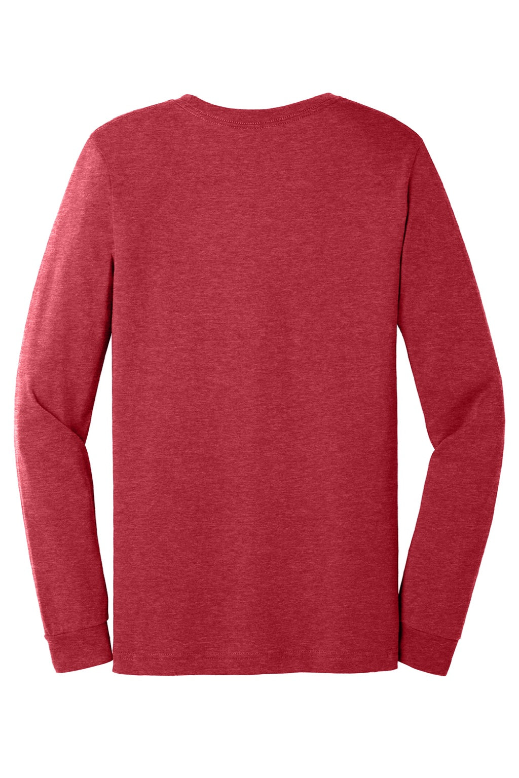 Bella + Canvas BC3501CVC/3501CVC Mens CVC Long Sleeve Crewneck T-Shirt Heather Red Flat Back
