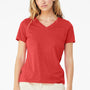 Bella + Canvas Womens CVC Short Sleeve V-Neck T-Shirt - Heather Red