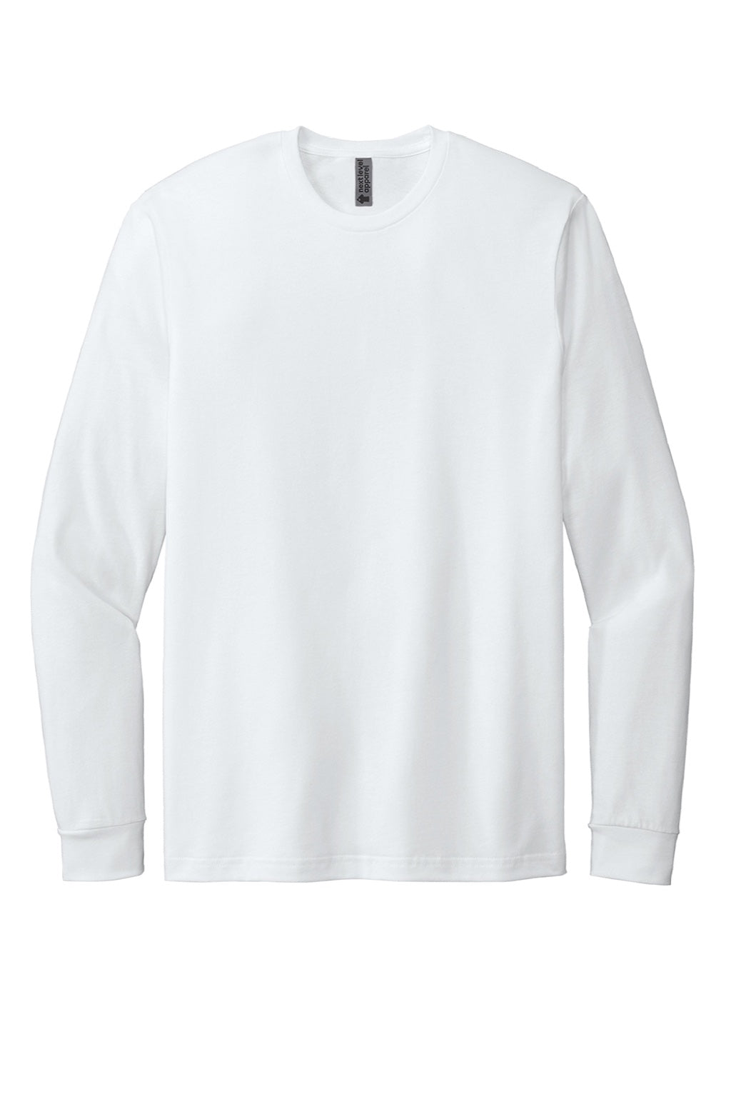 Next Level NL6211 Mens CVC Long Sleeve Crewneck T-Shirt White Flat Front
