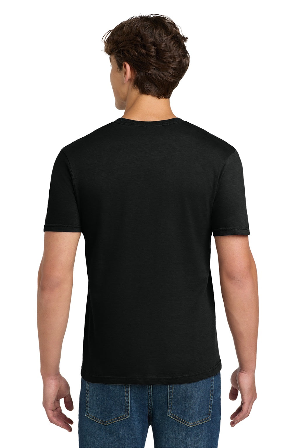 Gildan 64000 Mens Softstyle Short Sleeve Crewneck T-Shirt Black Model Back
