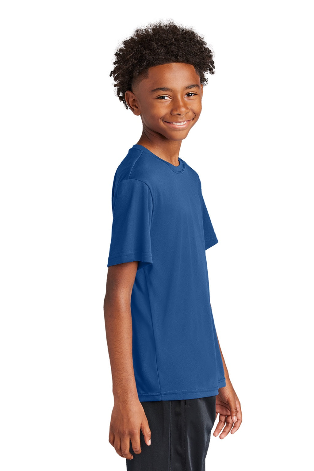 Sport-Tek YST350 Youth Competitor Moisture Wicking Short Sleeve Crewneck T-Shirt Royal Blue Model Side