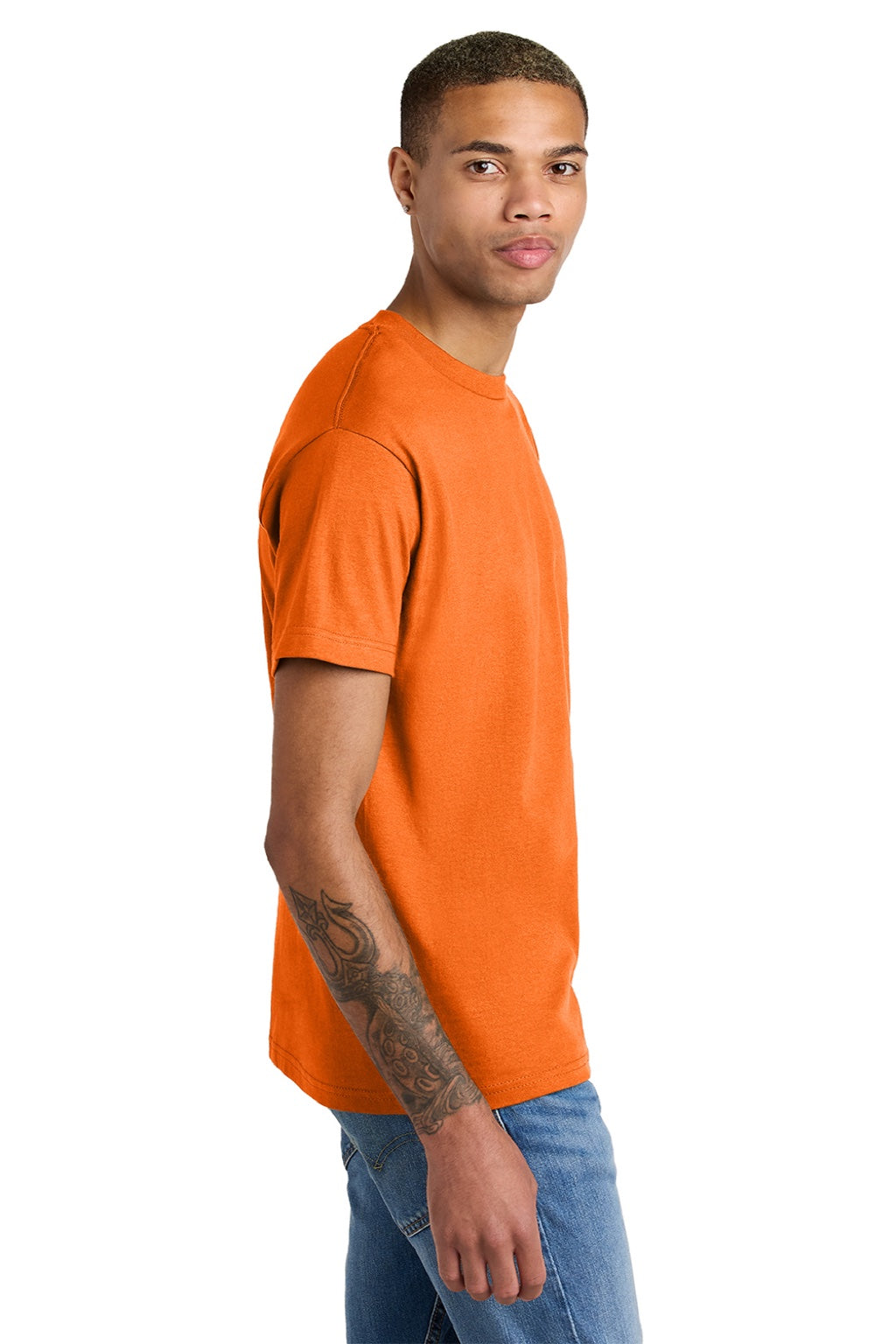 American Apparel 1301 Mens Short Sleeve Crewneck T-Shirt Orange Model Side