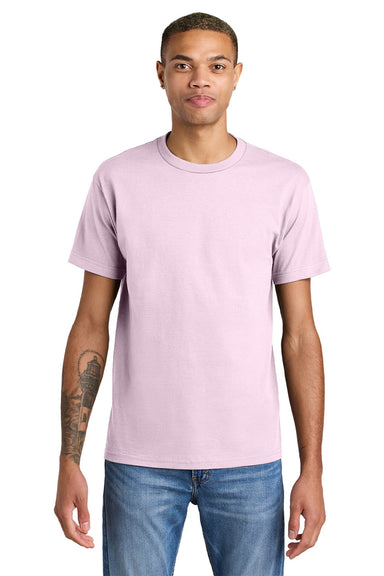 American Apparel 1301 Mens Short Sleeve Crewneck T-Shirt Pink Model Front