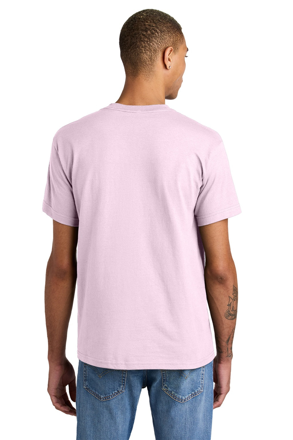 American Apparel 1301 Mens Short Sleeve Crewneck T-Shirt Pink Model Back