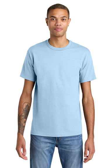 American Apparel 1301 Mens Short Sleeve Crewneck T-Shirt Powder Blue Model Front