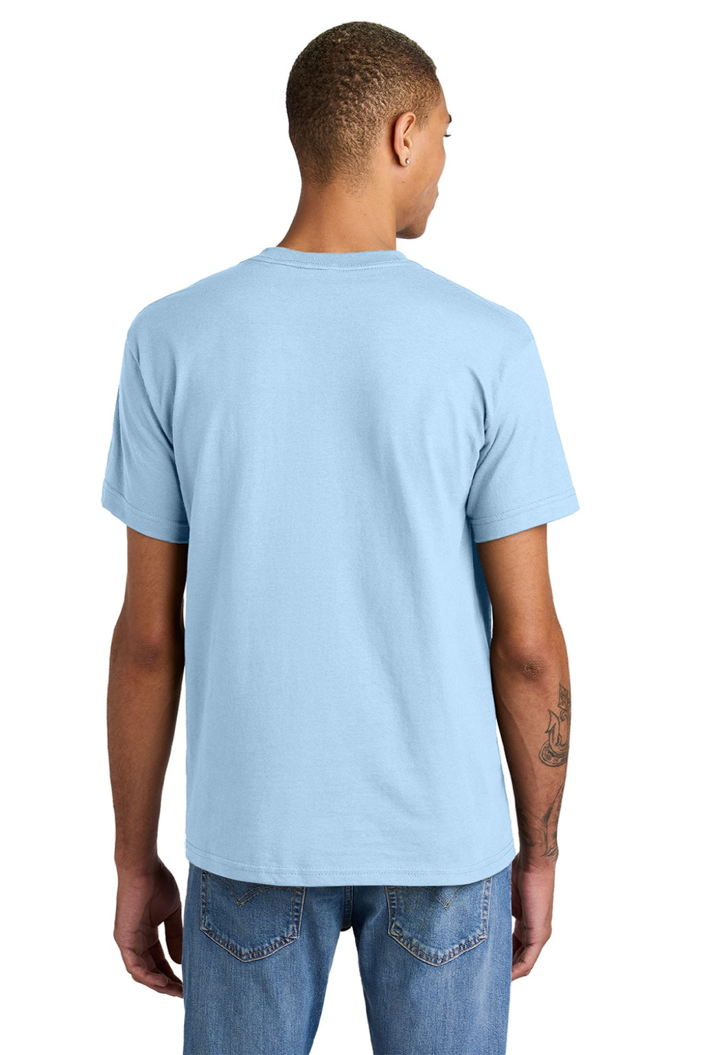American Apparel 1301 Mens Short Sleeve Crewneck T-Shirt Powder Blue Model Back