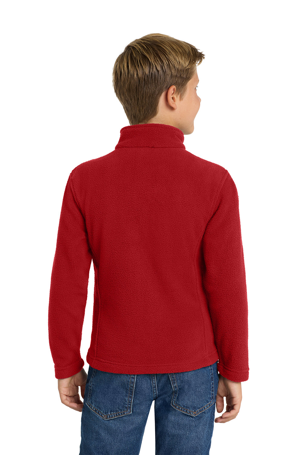 Port Authority Y217 Youth Full Zip Fleece Jacket True Red Model Back
