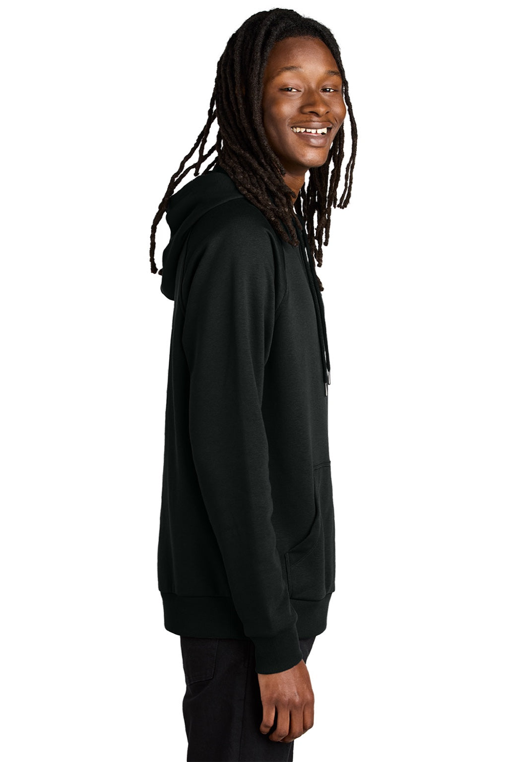 Allmade AL5000 Mens CVC Fleece Hooded Sweatshirt Hoodie w/ Pouch Pocket Deep Black Model Side