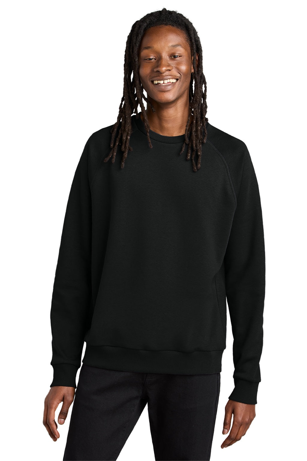 Allmade AL5004 Mens CVC Fleece Crewneck Sweatshirt Deep Black Model Front