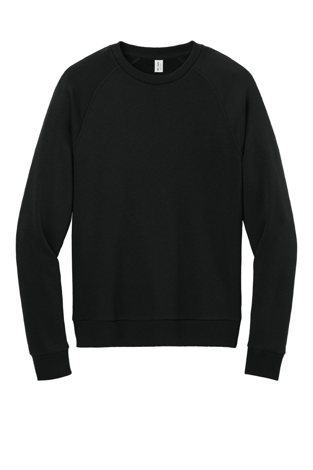 Allmade AL5004 Mens CVC Fleece Crewneck Sweatshirt Deep Black Flat Front