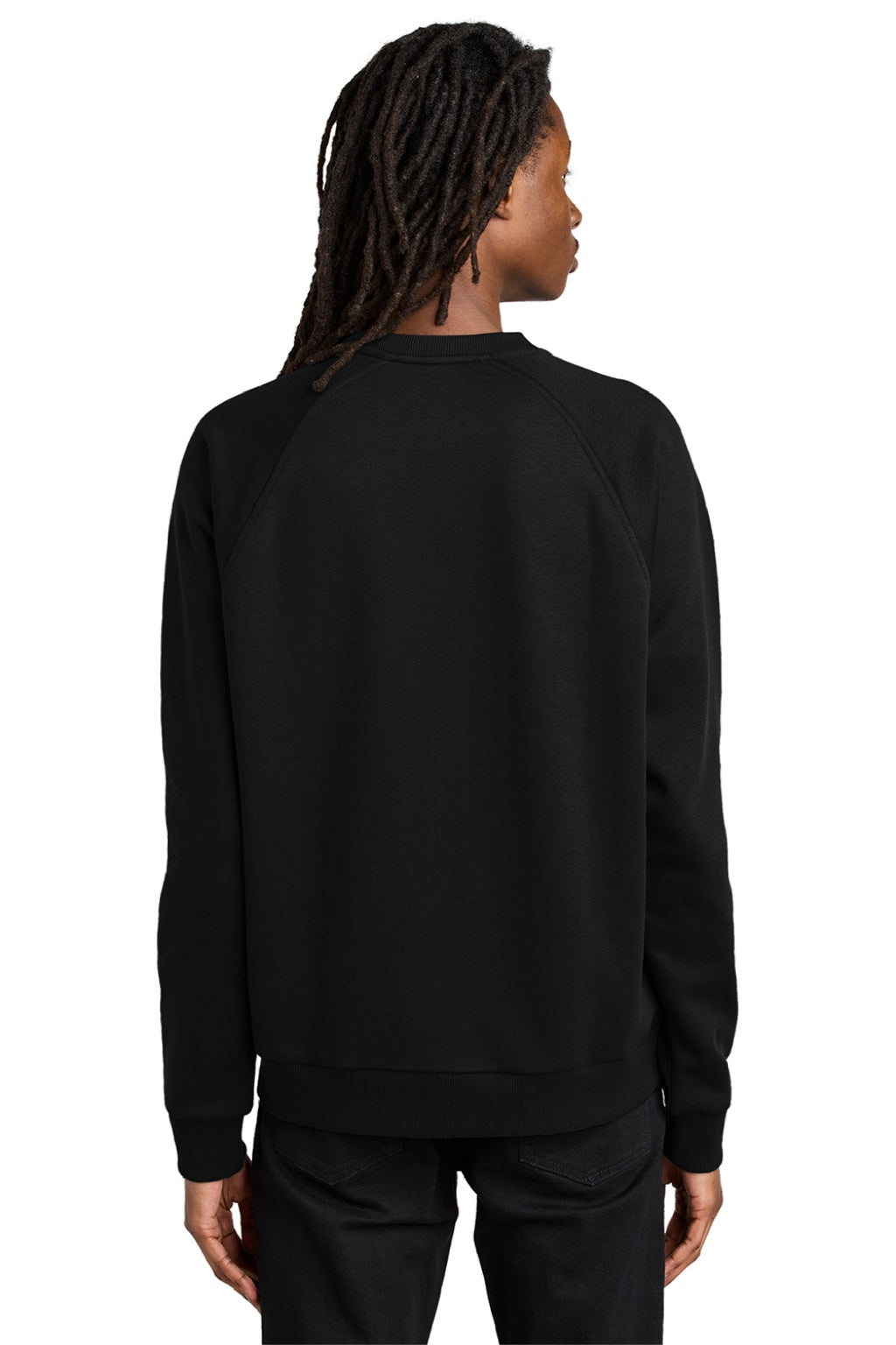 Allmade AL5004 Mens CVC Fleece Crewneck Sweatshirt Deep Black Model Back