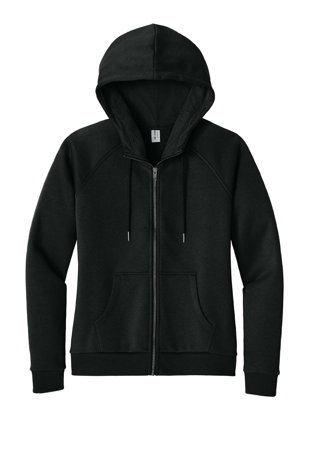 Allmade AL5003 Womens CVC Fleece Full Zip Hooded Sweatshirt Hoodie w/ Pockets Deep Black Flat Front