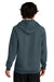 District DT7800 Mens Cloud Fleece Hooded Sweatshirt Hoodie w/ Pouch Pocket Deep Steel Blue Model Back