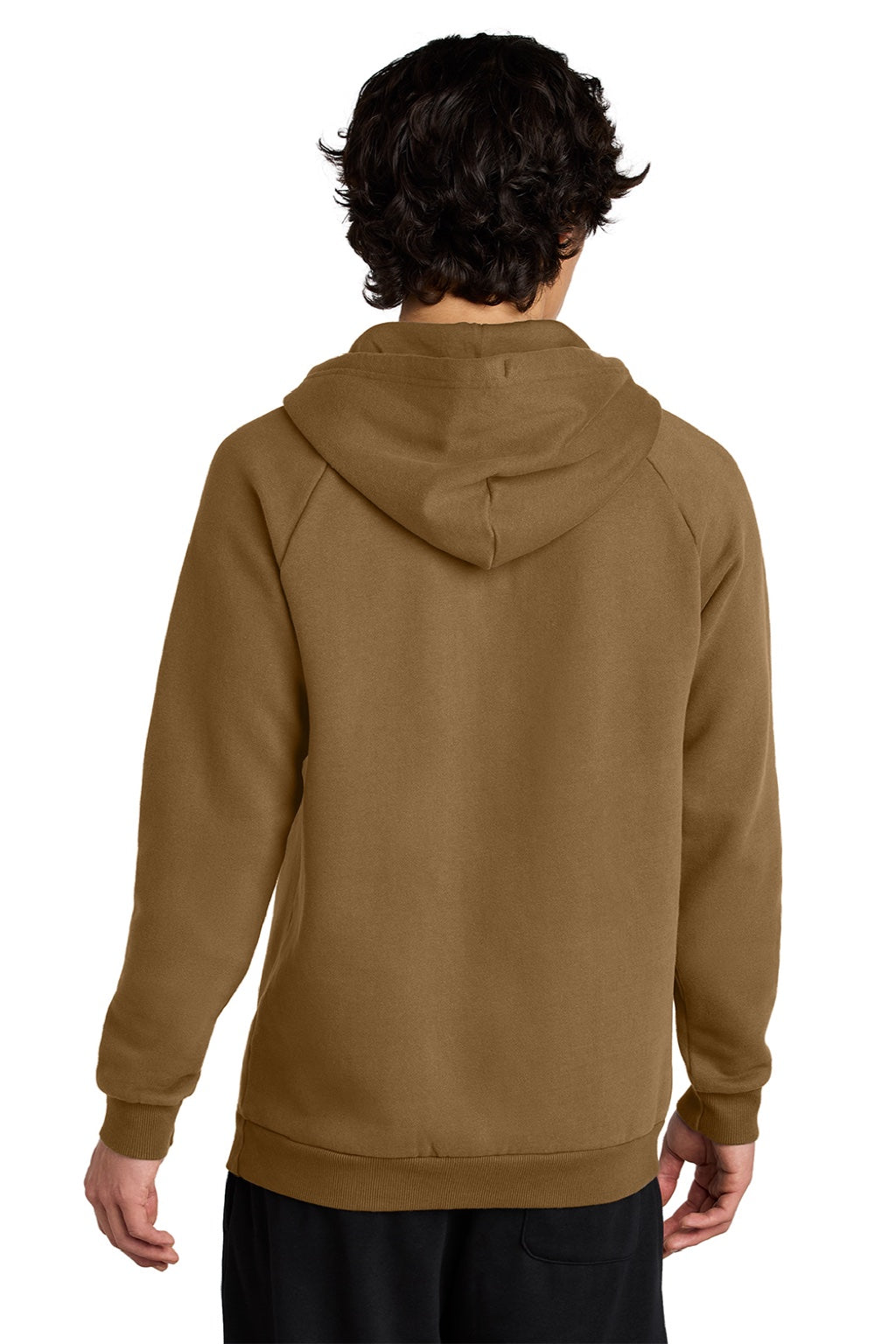 District DT7800 Mens Cloud Fleece Hooded Sweatshirt Hoodie w/ Pouch Pocket Duck Brown Model Back