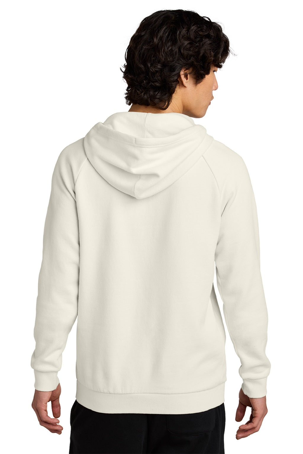 District DT7800 Mens Cloud Fleece Hooded Sweatshirt Hoodie w/ Pouch Pocket Gardenia Model Back