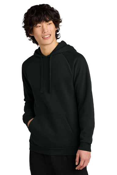 District DT7800 Mens Cloud Fleece Hooded Sweatshirt Hoodie w/ Pouch Pocket Jet Black Model Front