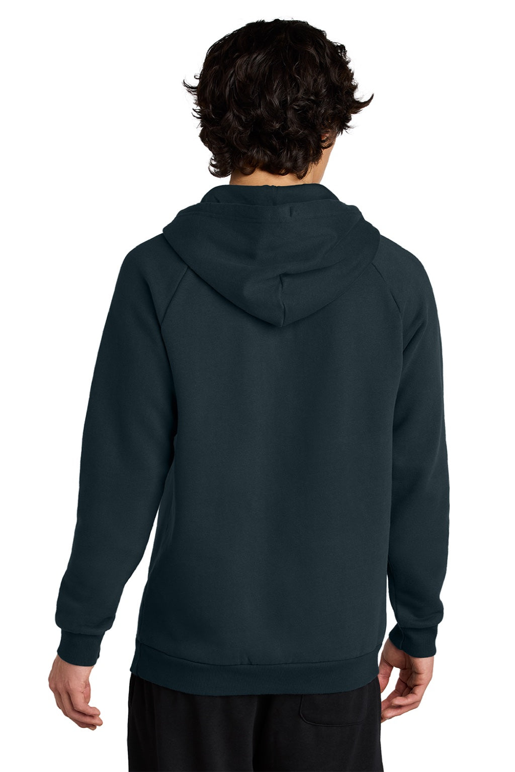 District DT7800 Mens Cloud Fleece Hooded Sweatshirt Hoodie w/ Pouch Pocket New Navy Blue Model Back