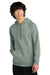 District DT7800 Mens Cloud Fleece Hooded Sweatshirt Hoodie w/ Pouch Pocket Slate Green Model Front