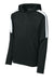 Sport-Tek ST255 Mens Sport-Wick Moisture Wicking United Fleece Hooded Sweatshirt Hoodie w/ Pouch Pocket Black/White Flat Front