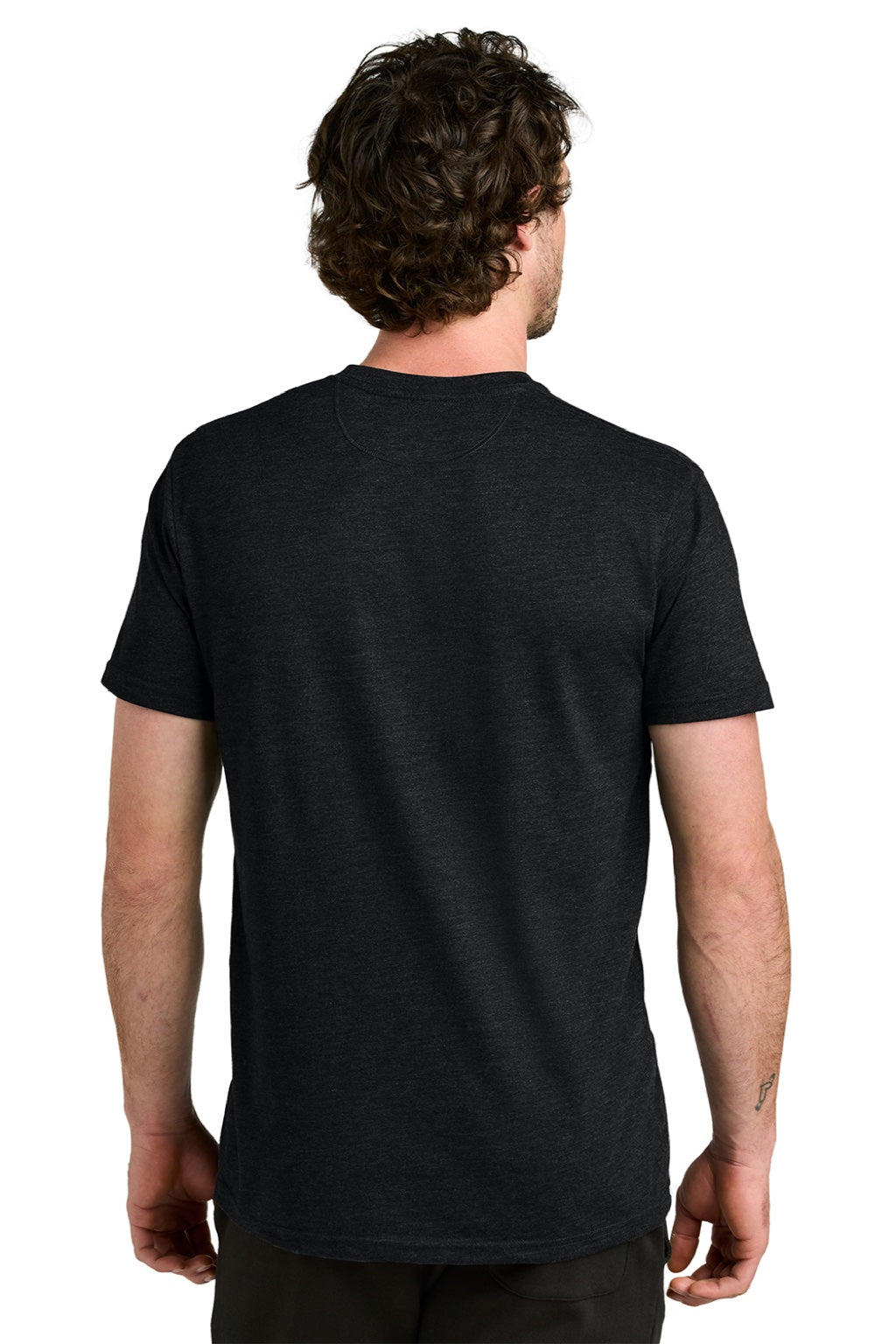 Tentree TTCM4879 Mens TreeBlend Short Sleeve Crewneck T-Shirt Heather Meteorite Black Model Back