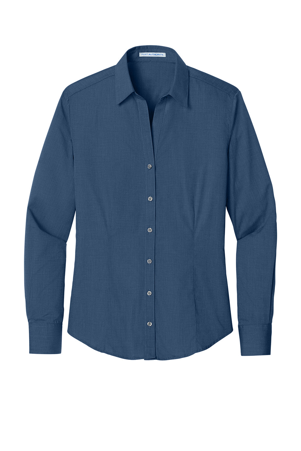 Port Authority L640 Womens Easy Care Wrinkle Resistant Long Sleeve Button Down Shirt Deep Blue Flat Front
