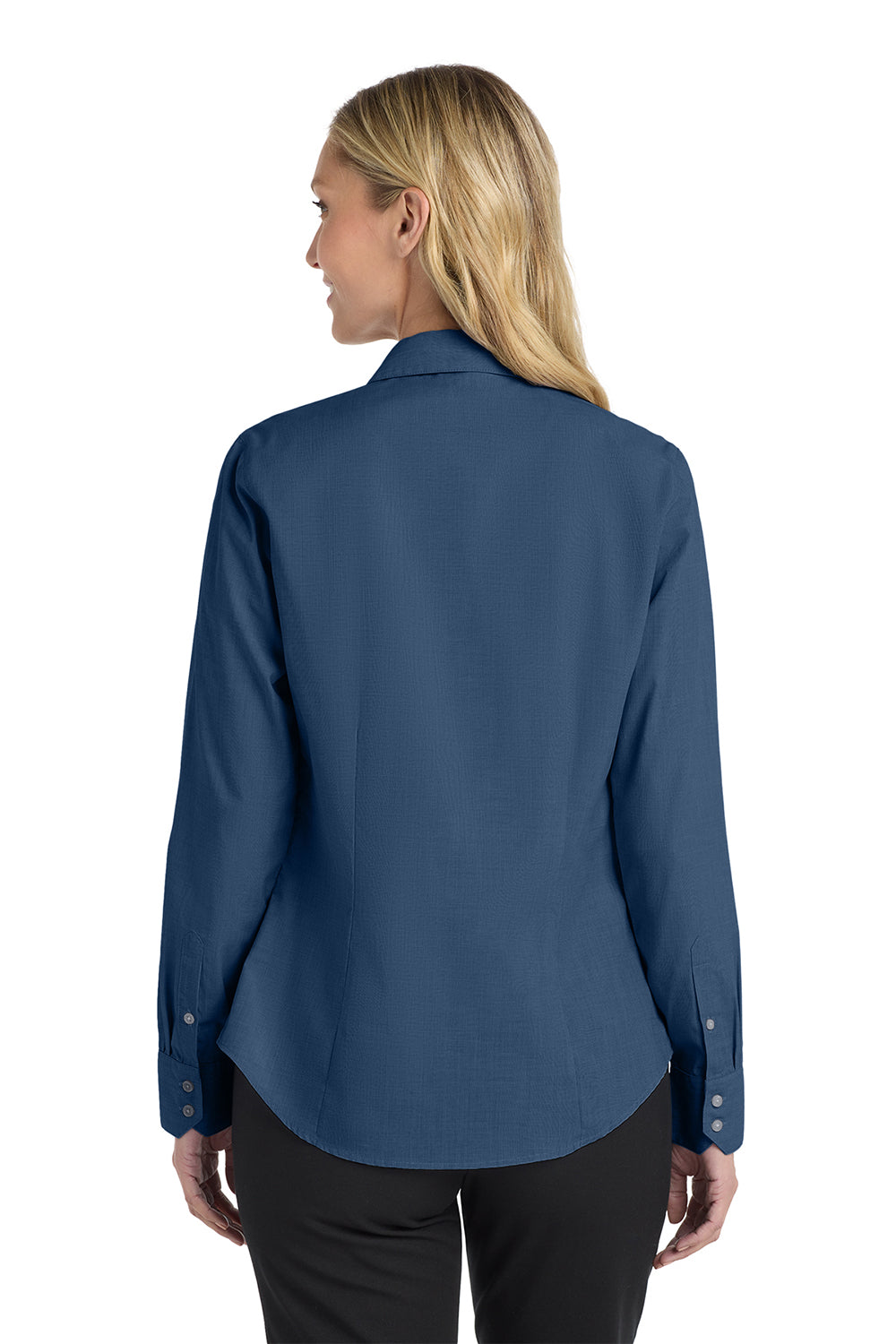 Port Authority L640 Womens Easy Care Wrinkle Resistant Long Sleeve Button Down Shirt Deep Blue Model Back