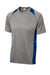 Sport-Tek ST361 Mens Contender Heather Moisture Wicking Short Sleeve Crewneck T-Shirt Heather Vintage Grey/True Royal Blue Flat Front