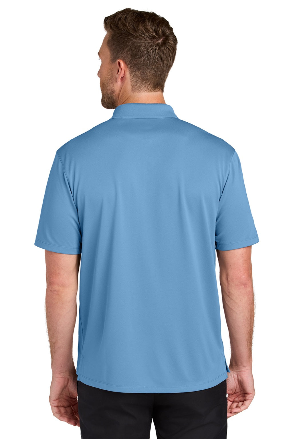 Port Authority K240 Mens Wearever Moisture Wicking Pique Short Sleeve Polo Shirt Carolina Blue Model Back