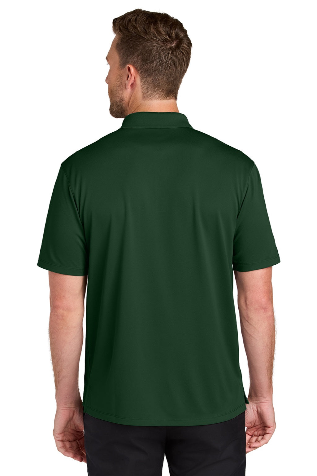 Port Authority K240 Mens Wearever Moisture Wicking Pique Short Sleeve Polo Shirt Deep Forest Green Model Back