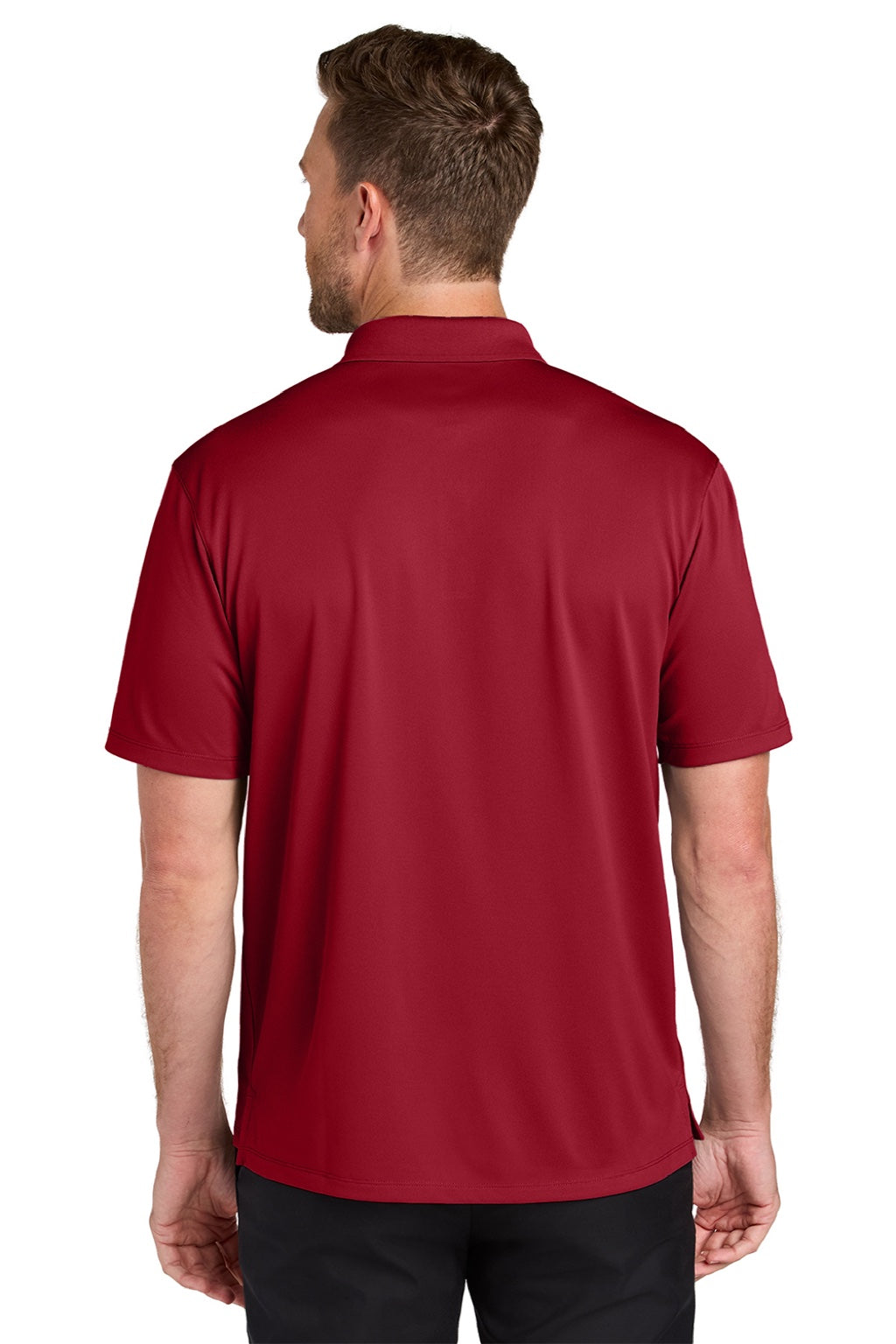 Port Authority K240 Mens Wearever Moisture Wicking Pique Short Sleeve Polo Shirt Rich Red Model Back