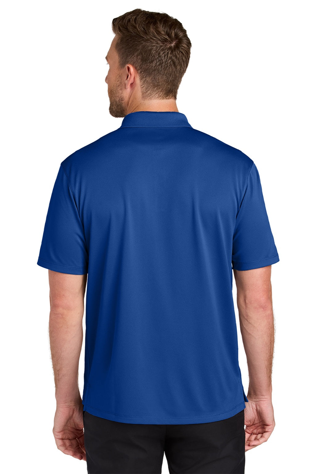 Port Authority K240 Mens Wearever Moisture Wicking Pique Short Sleeve Polo Shirt True Royal Blue Model Back