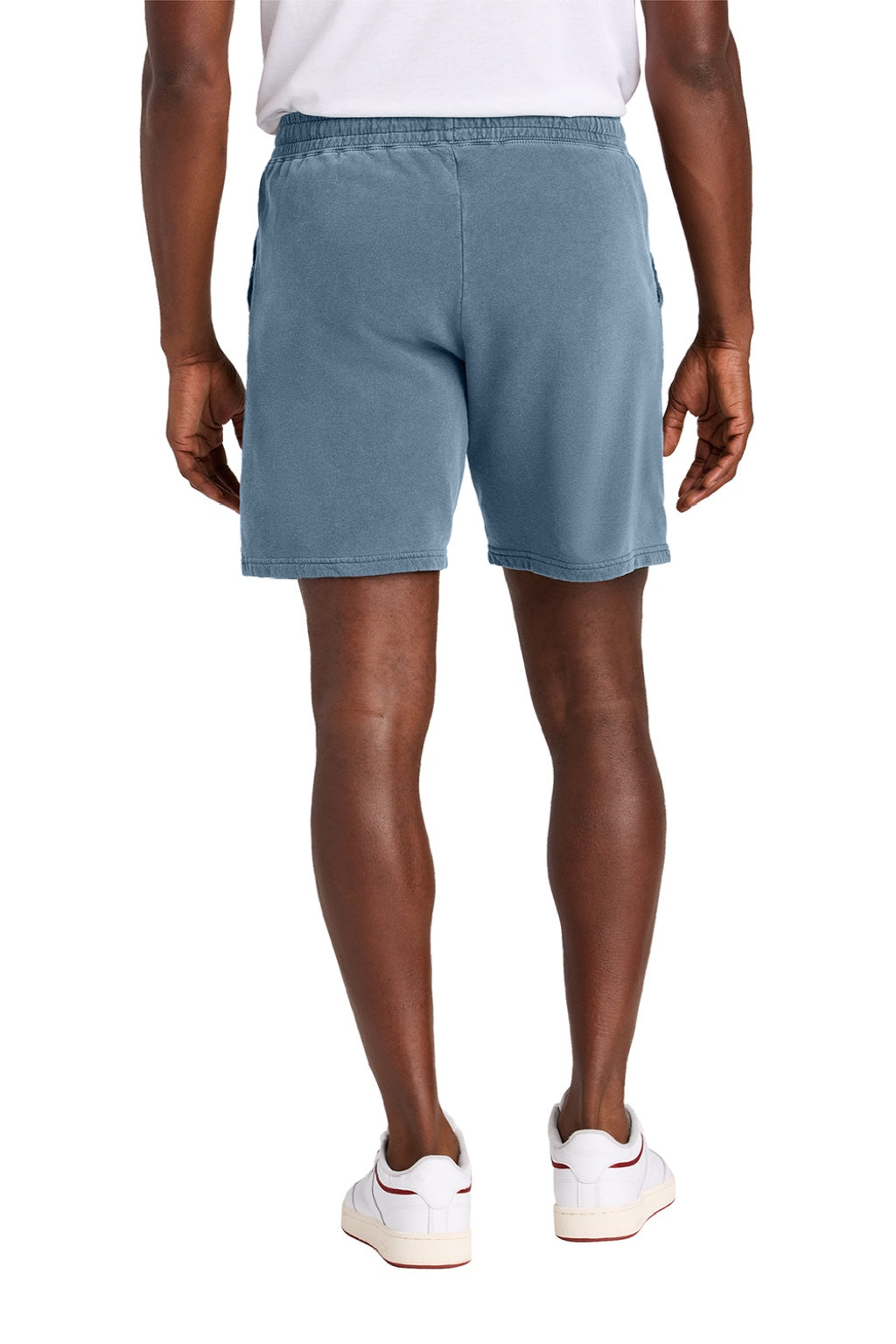 Comfort Colors 1468 Mens Garment Dyed Fleece Shorts w/ Pockets Blue Jean Model Back