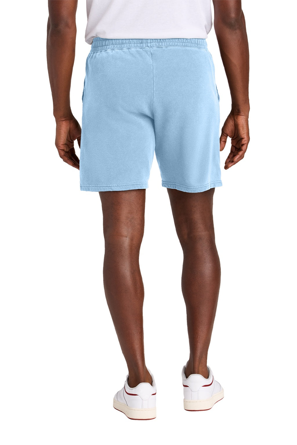 Comfort Colors 1468 Mens Garment Dyed Fleece Shorts w/ Pockets Hydrangea Blue Model Back