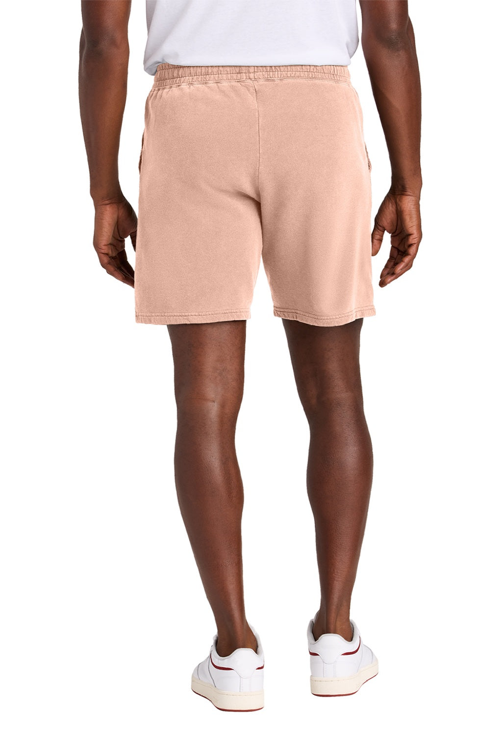 Comfort Colors 1468 Mens Garment Dyed Fleece Shorts w/ Pockets Peachy Model Back