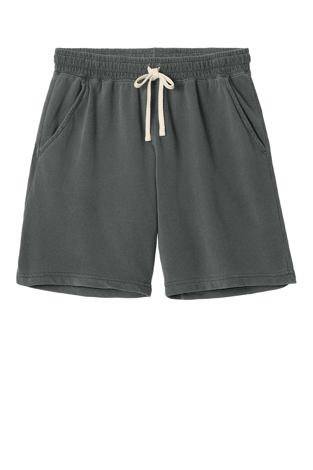 Comfort Colors 1468 Mens Garment Dyed Fleece Shorts w/ Pockets Pepper Flat Front