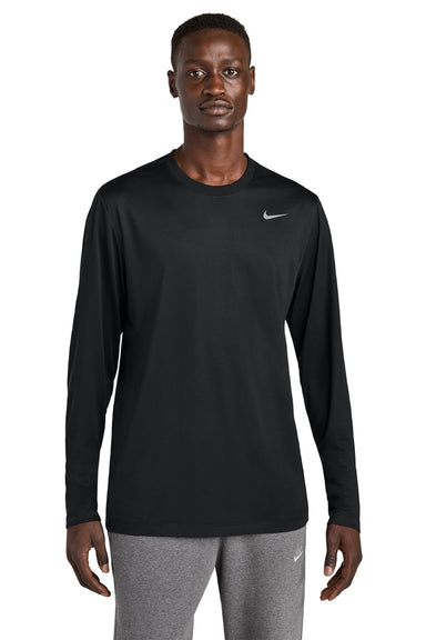 Nike NKHQ4550 Mens Team rLegend Long Sleeve Crewneck T-Shirt Black Model Front